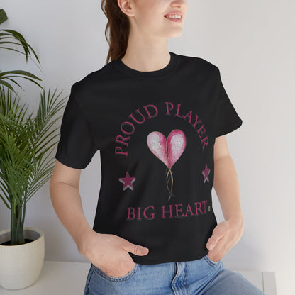 Proud Player Big Heart Tee – (Pink Heart Graphic)