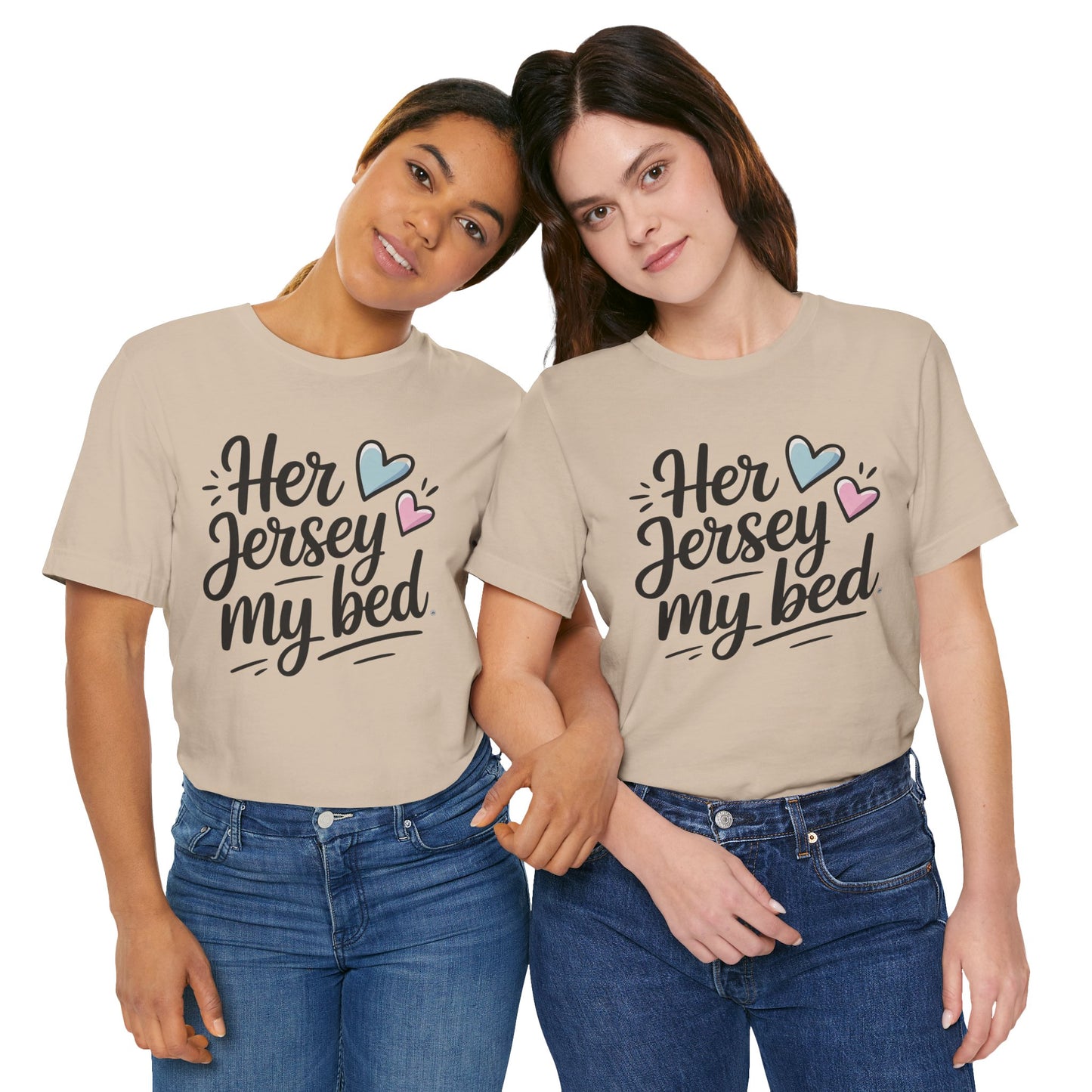 Her Jersey My Bed – Cute Sapphic Script Tee
