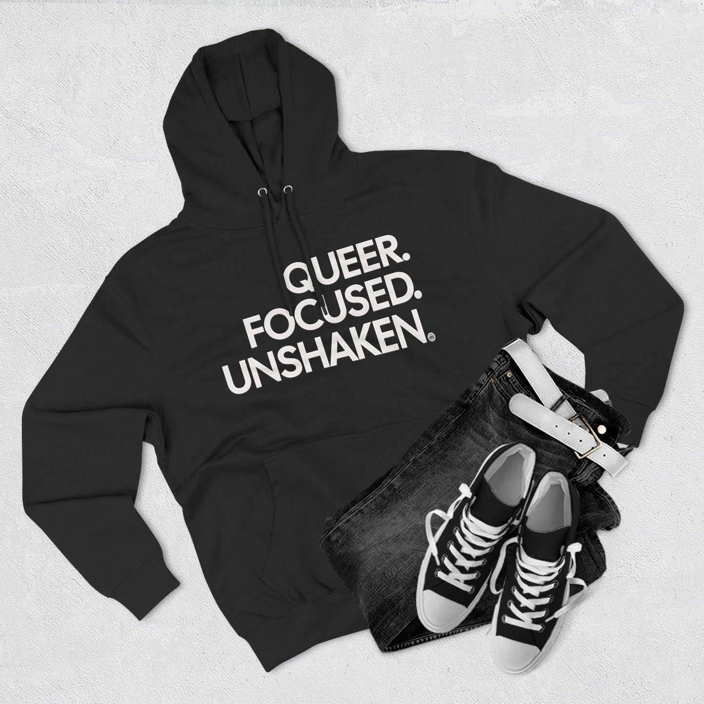 Queer. Focused. Unshaken. 80/20 Cotton-Blend Hoodie