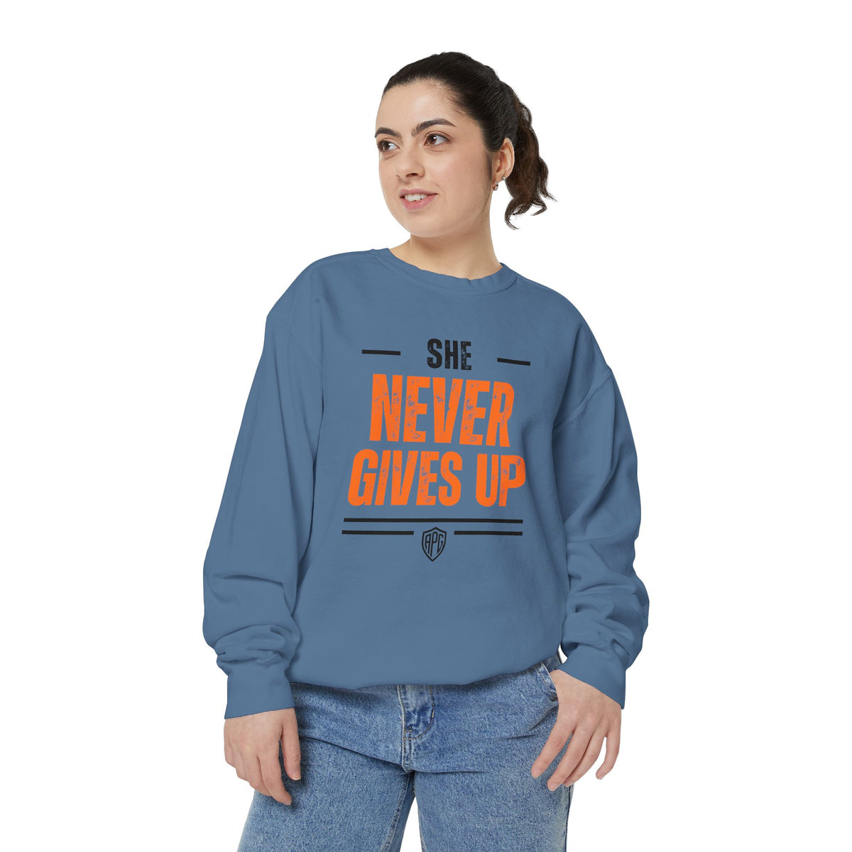 She Never Gives Up Crewneck Sweatshirt