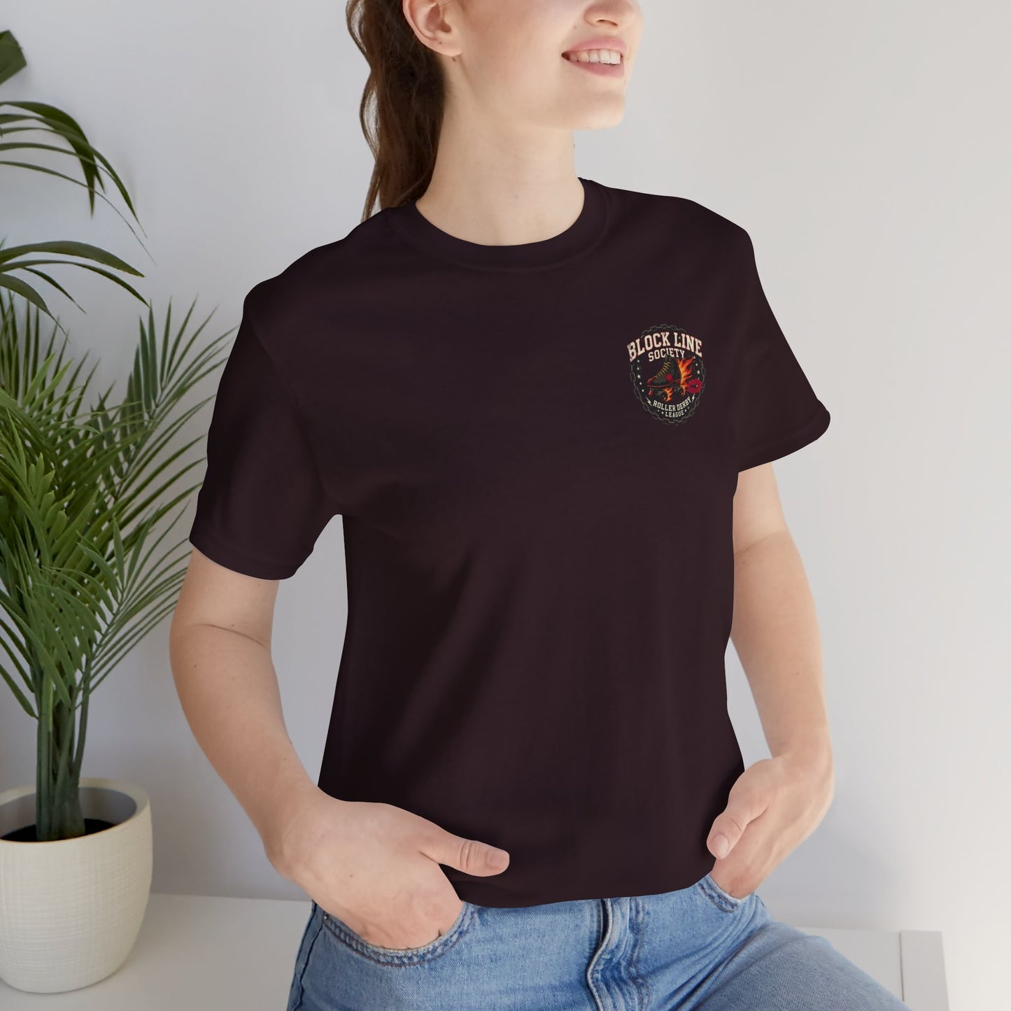 Block Line Society Roller Derby League Tee | Left Chest Crest Shirt