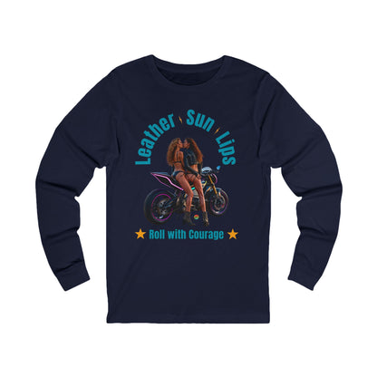 Courageous Females on Motorcycle Long Sleeve Tee