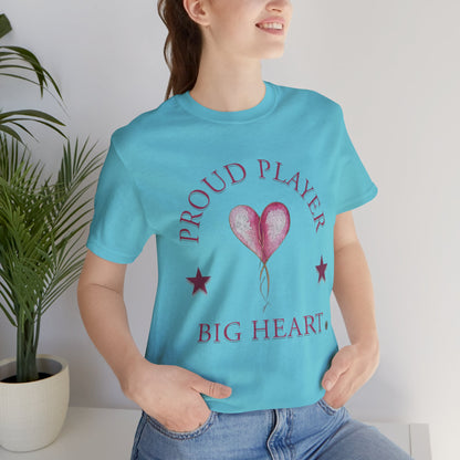 Proud Player Big Heart Tee – (Pink Heart Graphic)