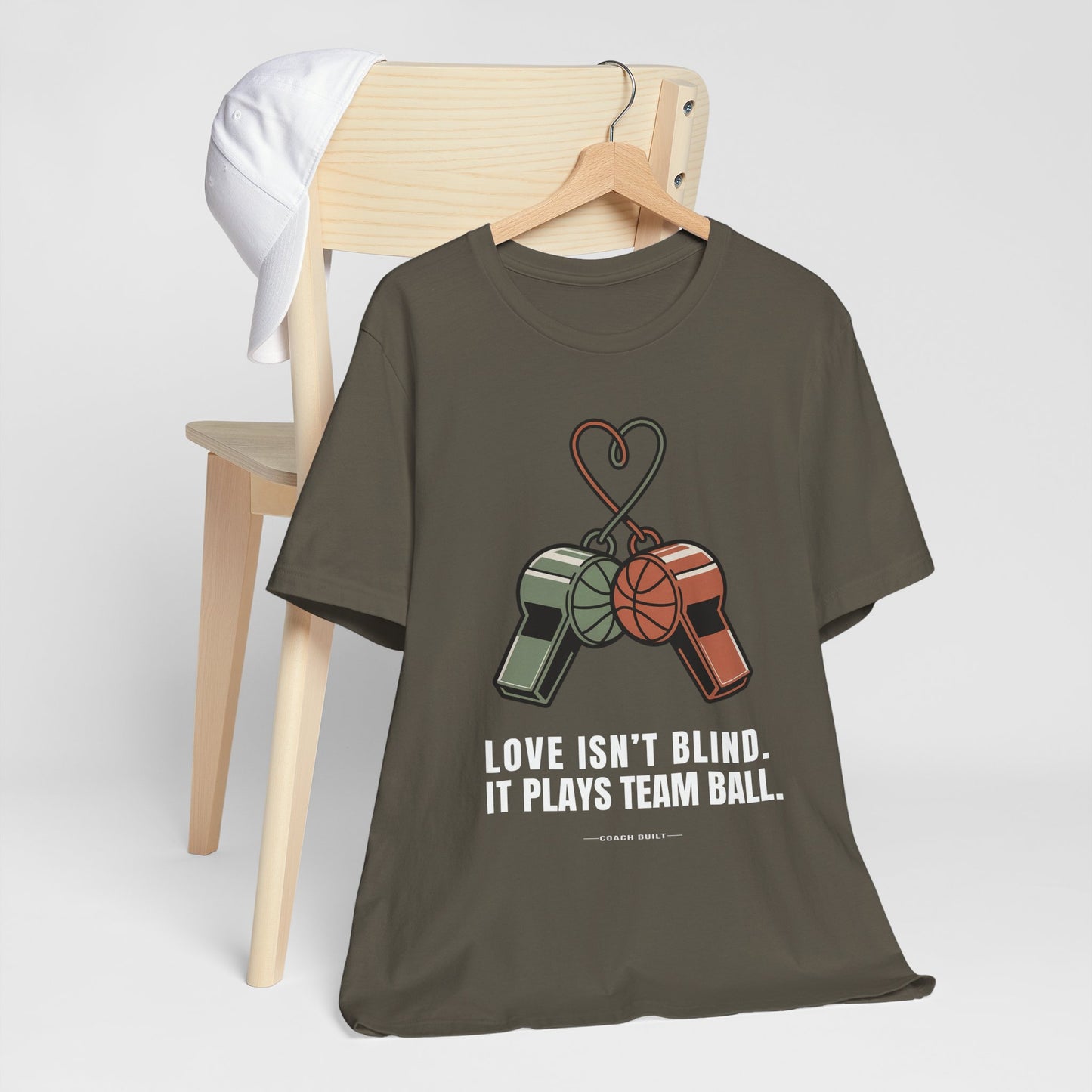 Love Isn’t Blind (white text) — It Plays Team Ball Tee