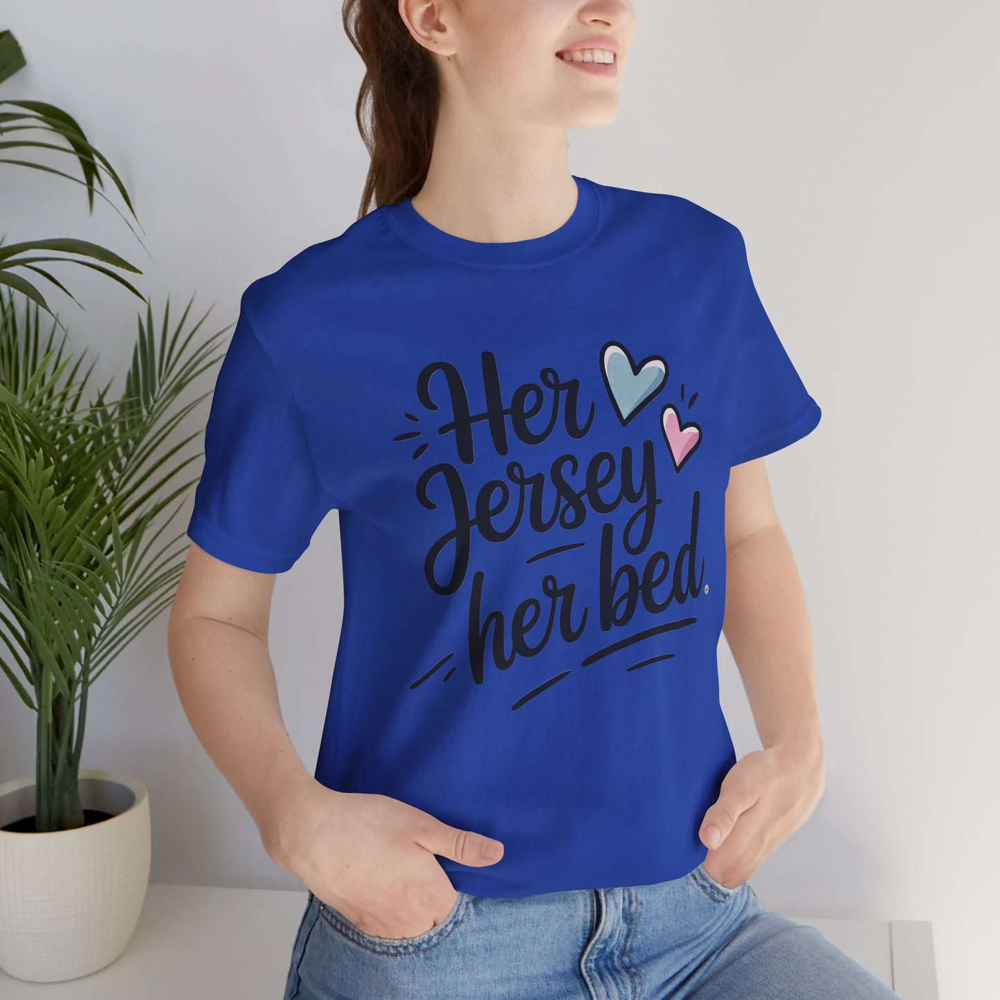 Her Jersey, Her Bed – Matching Sapphic Couple Tee