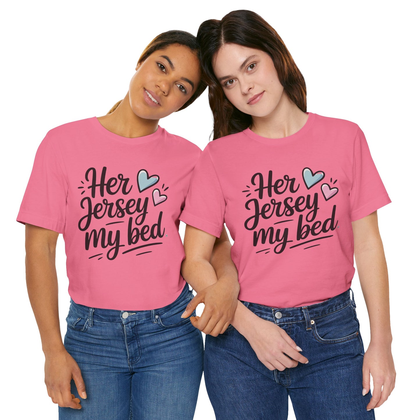 Her Jersey My Bed – Cute Sapphic Script Tee