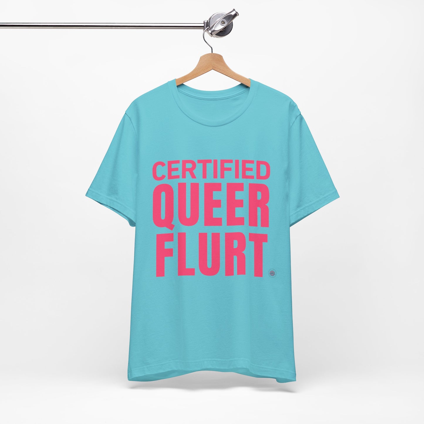 Certified Queer Flurt Tee with Pink Text | Athletic Pride Gear