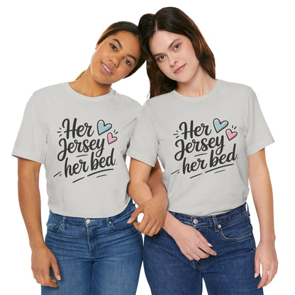 Her Jersey, Her Bed – Matching Sapphic Couple Tee