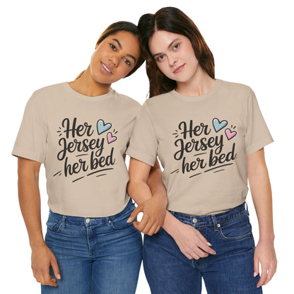 Her Jersey, Her Bed – Matching Sapphic Couple Tee