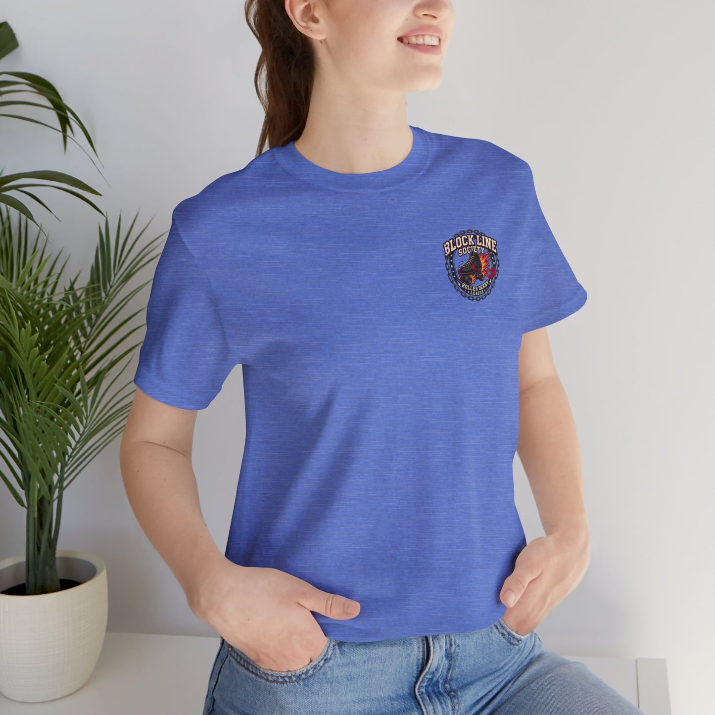 Block Line Society Roller Derby League Tee | Left Chest Crest Shirt
