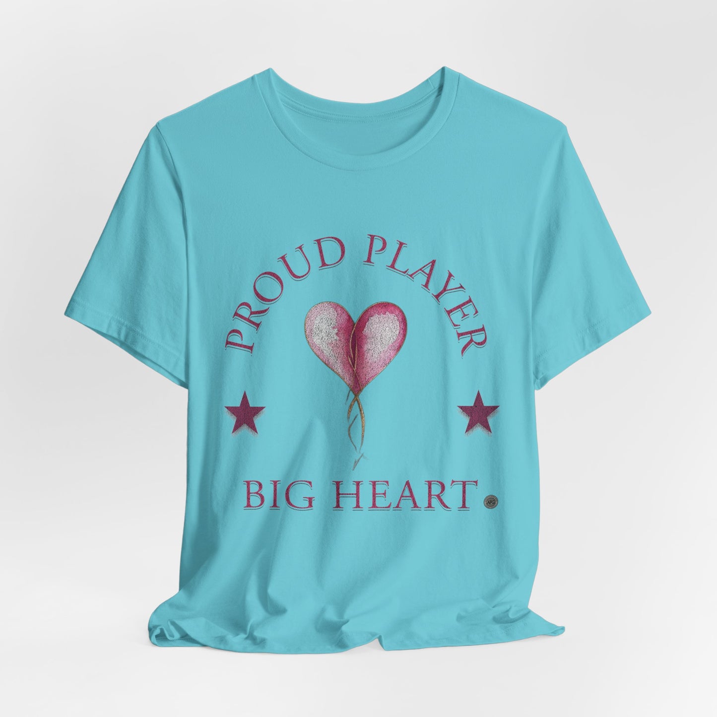 Proud Player Big Heart Tee – (Pink Heart Graphic)
