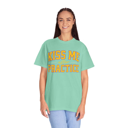 Unisex Tomboy T-shirt - 'Kiss Me after Practice' - Yellow Text