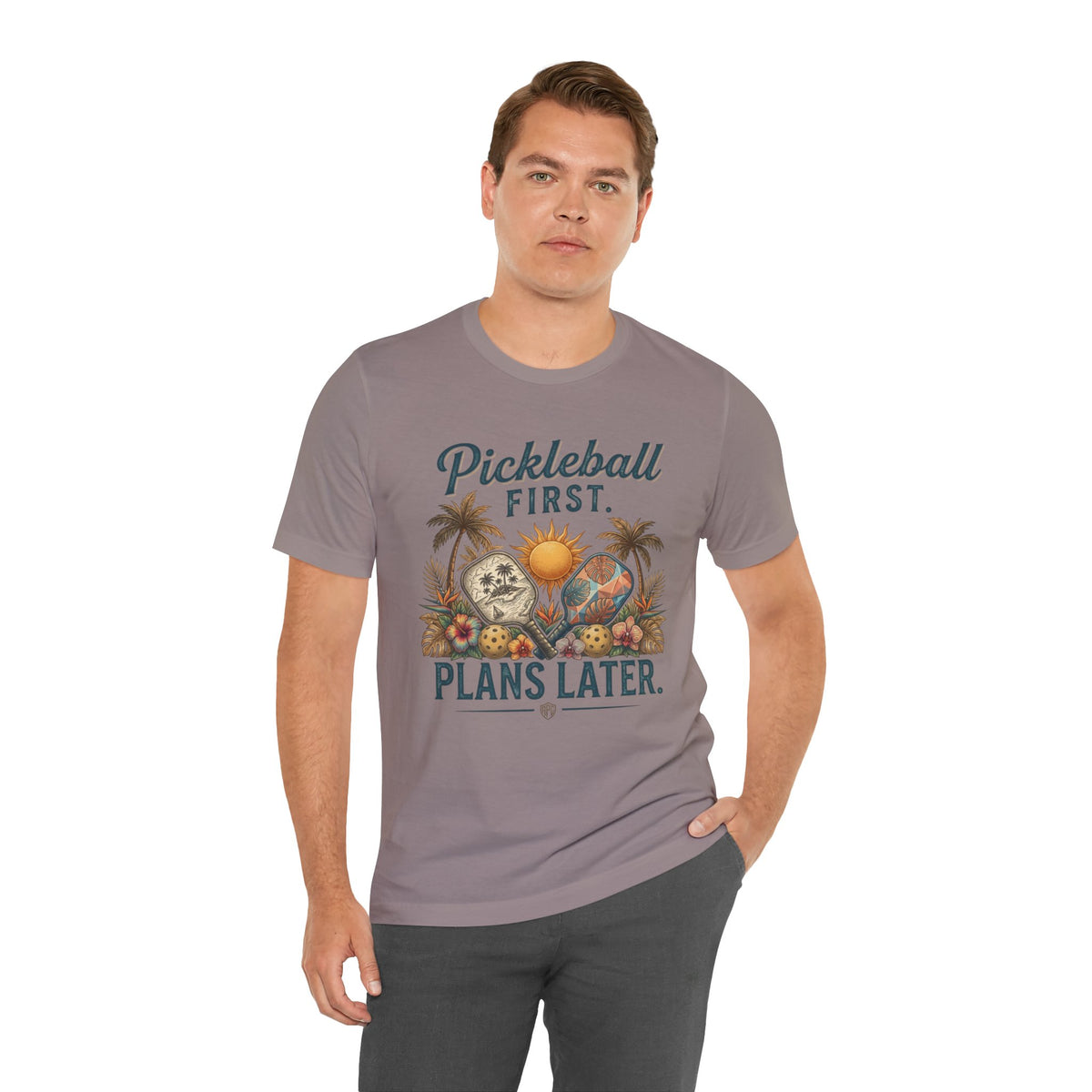 Pickleball First. Plans Later. | Vintage Tropical Pickleball Shirt