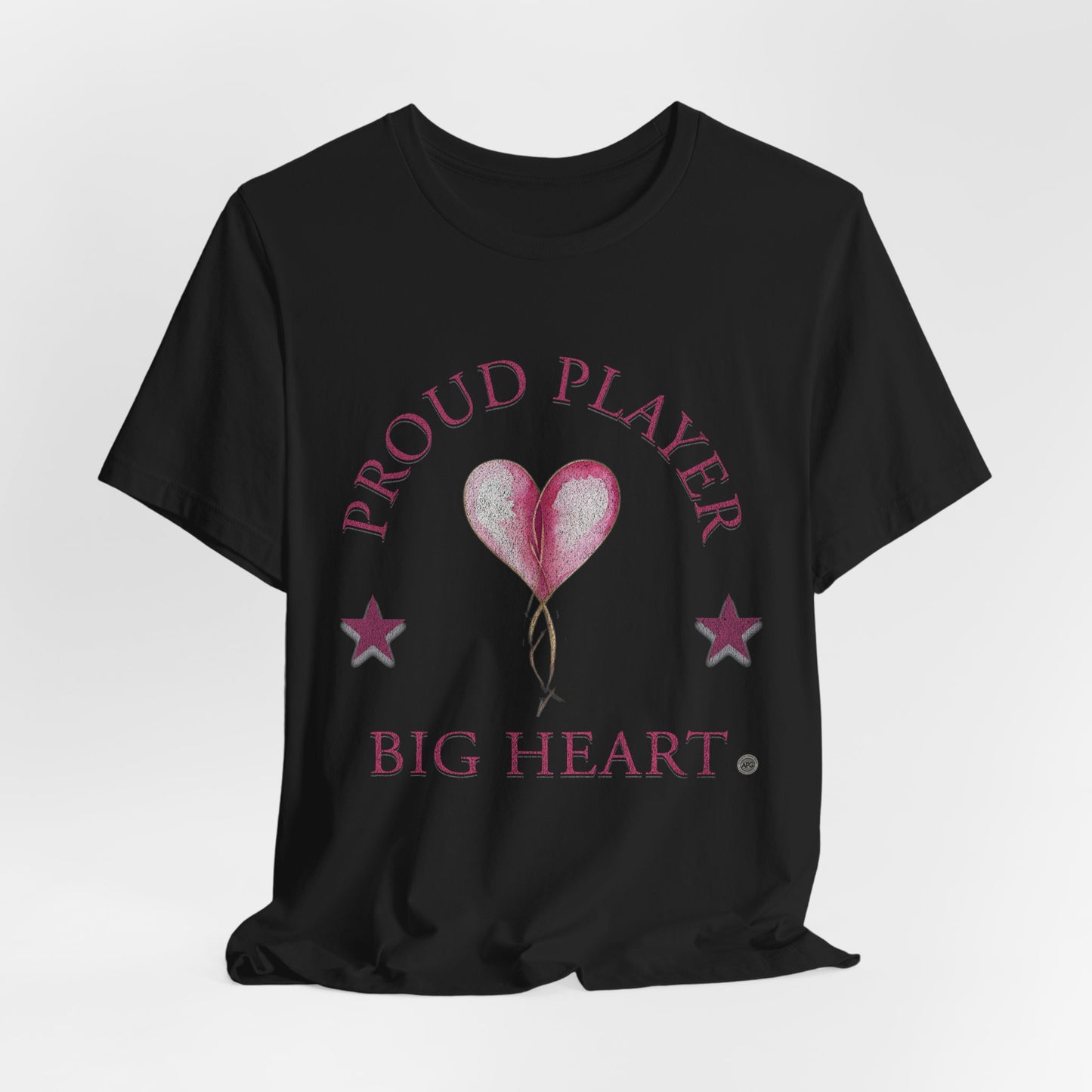 Proud Player Big Heart Tee – (Pink Heart Graphic)