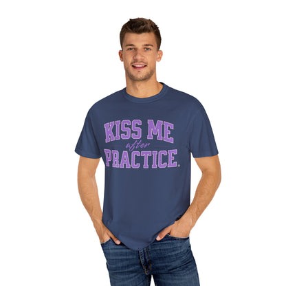 Unisex Tomboy T-shirt - 'Kiss Me after Practice' - Lavender Text