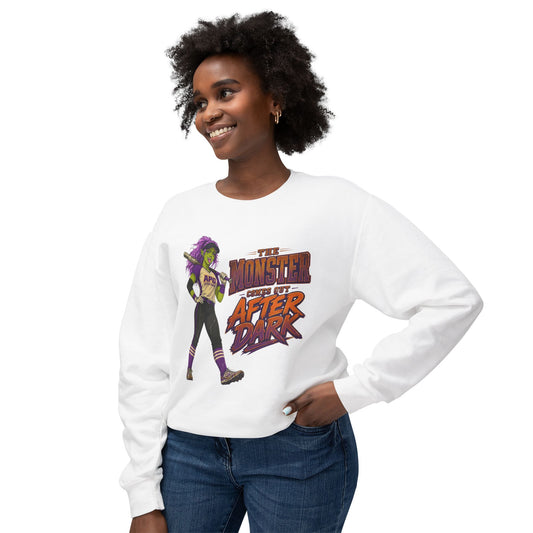 The Monster Comes Out After Dark Softball Sweatshirt