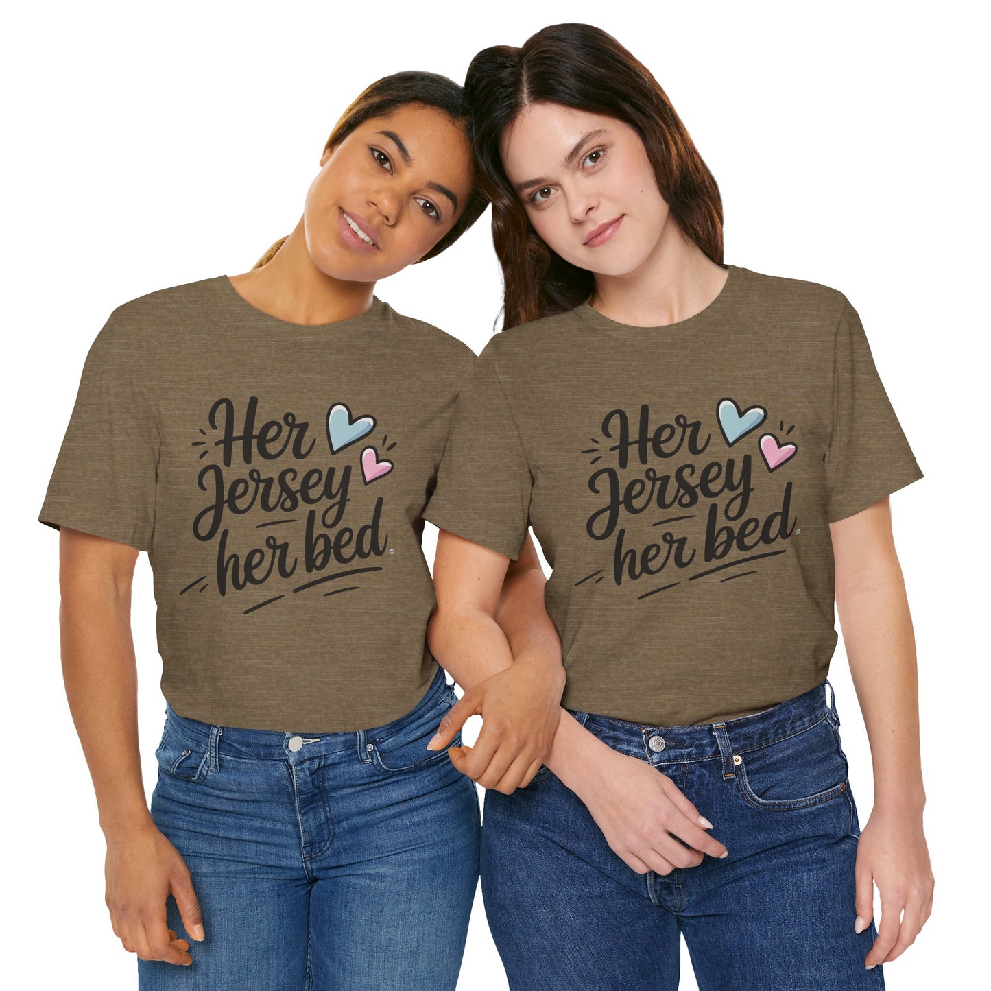 Her Jersey, Her Bed – Matching Sapphic Couple Tee