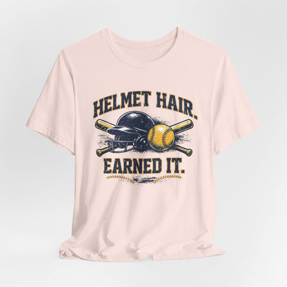 Helmet Hair Earned It Softball Graphic Tee