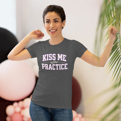 Kiss Me After Practice - White Text - Tri-blend Tee
