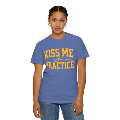 Unisex Tomboy T-shirt - 'Kiss Me after Practice' - Yellow Text