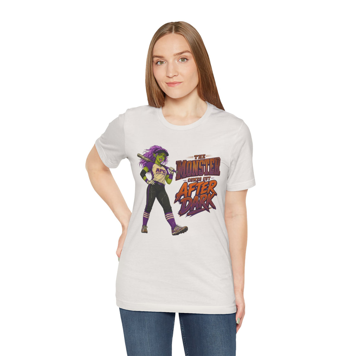 The Monster Comes Out After Dark Softball Tee