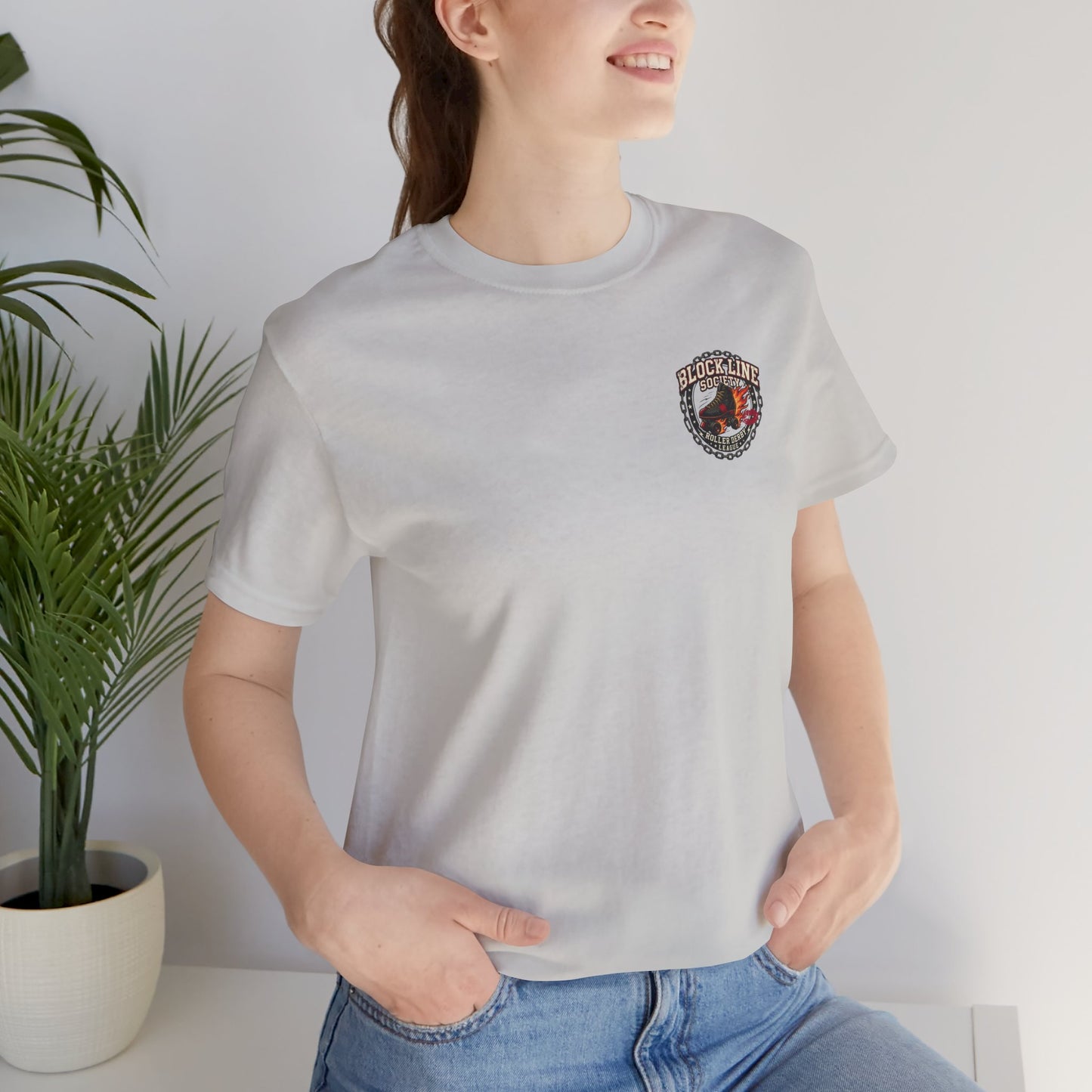 Block Line Society Roller Derby League Tee | Left Chest Crest Shirt