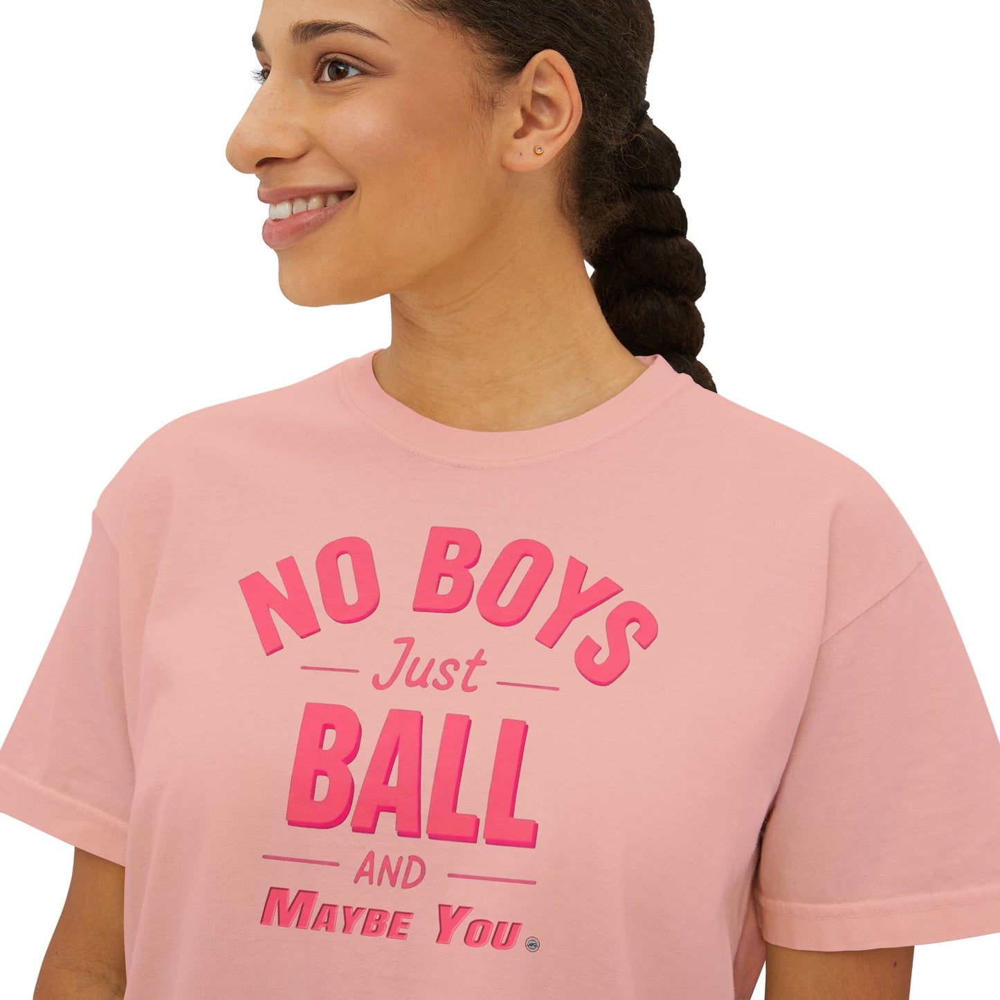 Boxy Tee - Playful Women's Top - No Boys Just Ball - Casual Wear, Sleet Tee, Gift for Friends, Birthday, Sporty Style