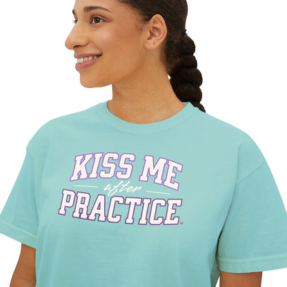 Boxy Tee - Kiss Me After Practice - White Text - Casual Wear, Gift for Friends, Birthday, Sporty Style