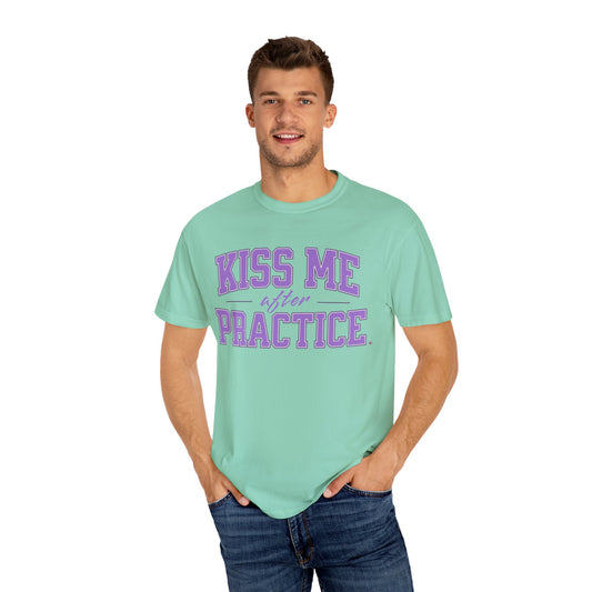 Unisex Tomboy T-shirt - 'Kiss Me after Practice' - Lavender Text