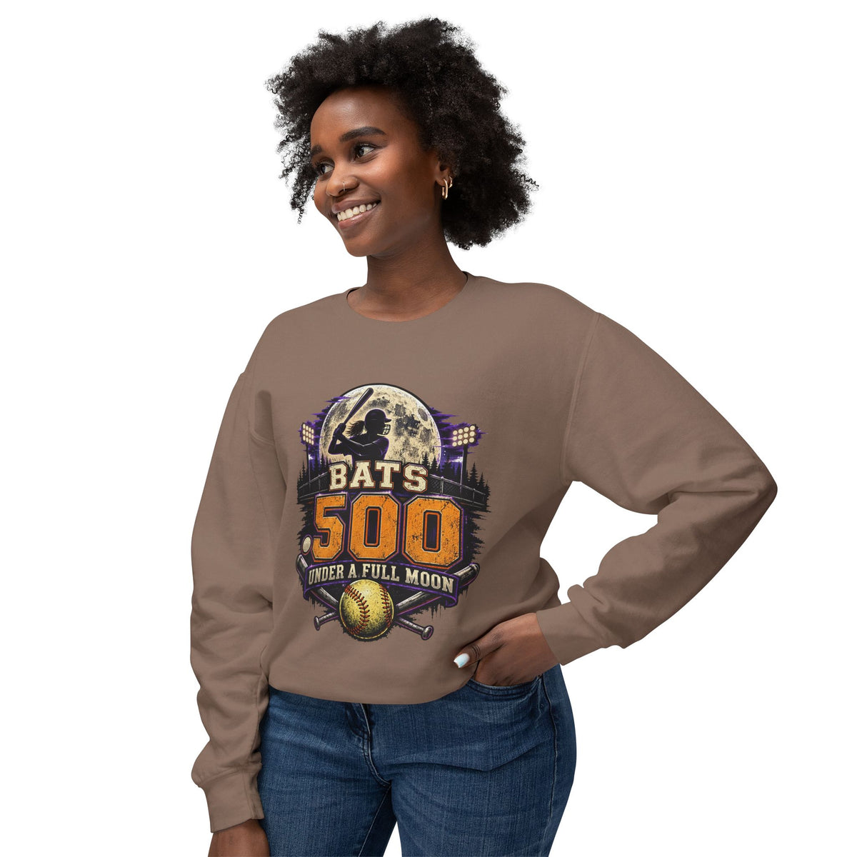 Bats .500 Under a Full Moon Lightweight Crewneck
