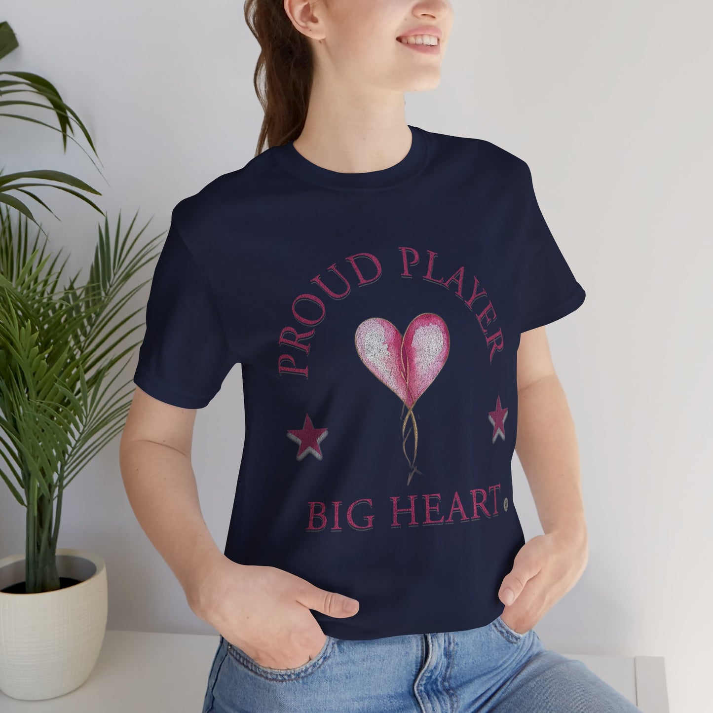 Proud Player Big Heart Tee – (Pink Heart Graphic)