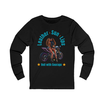 Courageous Females on Motorcycle Long Sleeve Tee