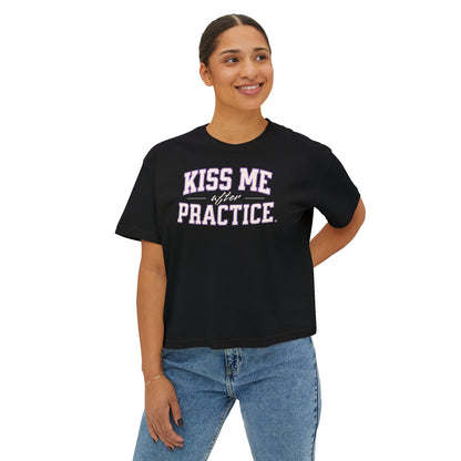 Boxy Tee - Kiss Me After Practice - White Text - Casual Wear, Gift for Friends, Birthday, Sporty Style