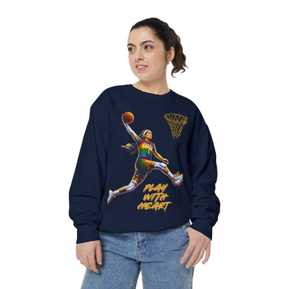 Play With Heart Basketball Crewneck Sweatshirt | Pride Athlete Graphic