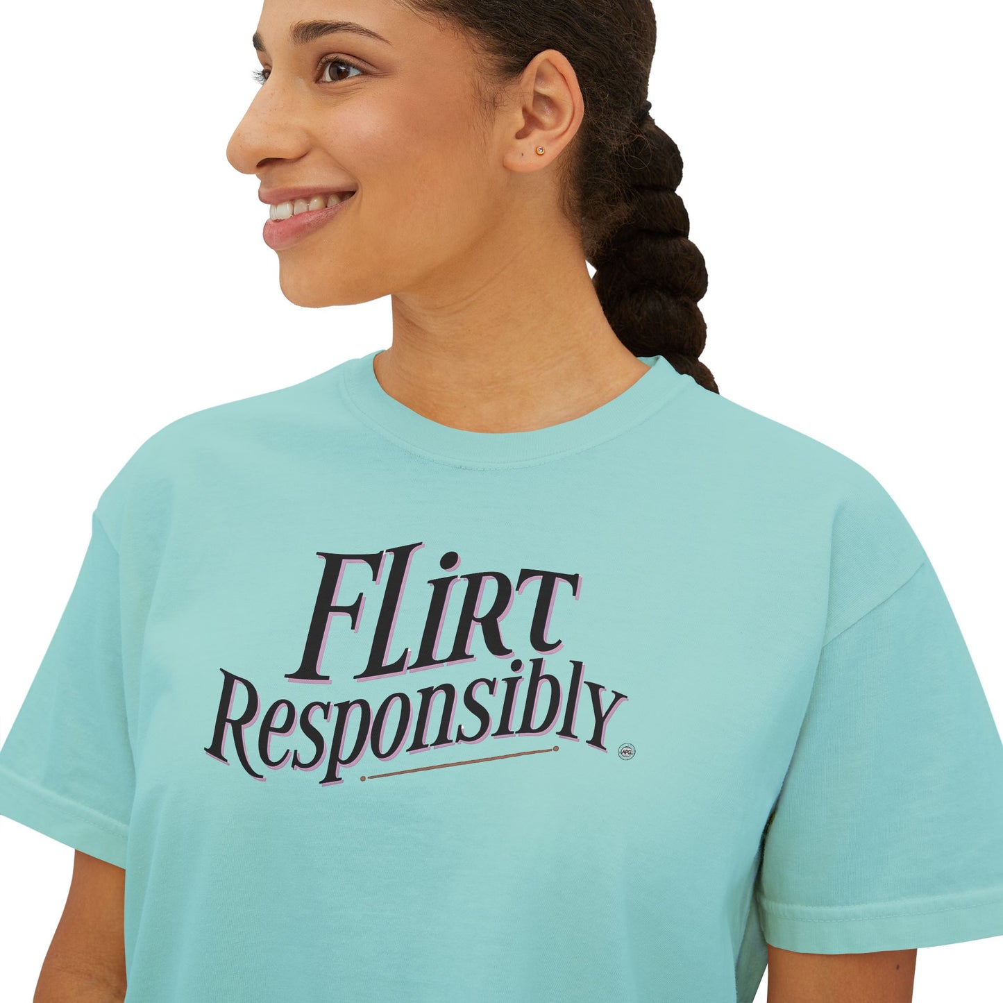 Boxy Tee - Flirt Responsibly - Casual Wear, Sleep Tee, Gift for Friends, Birthday, Sporty Style