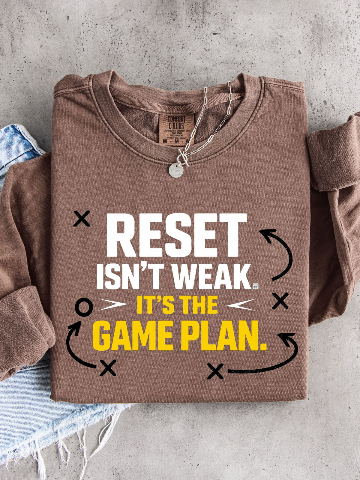 Reset Isn't Weak It's The Game Plan Sweatshirt — Athletic Crewneck