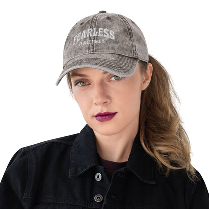 Hat "Fearless Female Athlete" Vintage Cotton Embroidered Cap