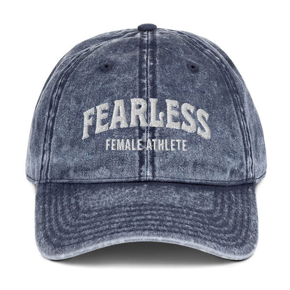 Hat "Fearless Female Athlete" Vintage Cotton Embroidered Cap Navy