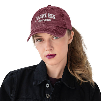 Hat "Fearless Female Athlete" Vintage Cotton Embroidered Cap