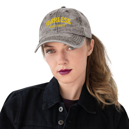 Hat "Fearless Female Athlete" Vintage Cotton Embroidered Cap Charcoal Grey