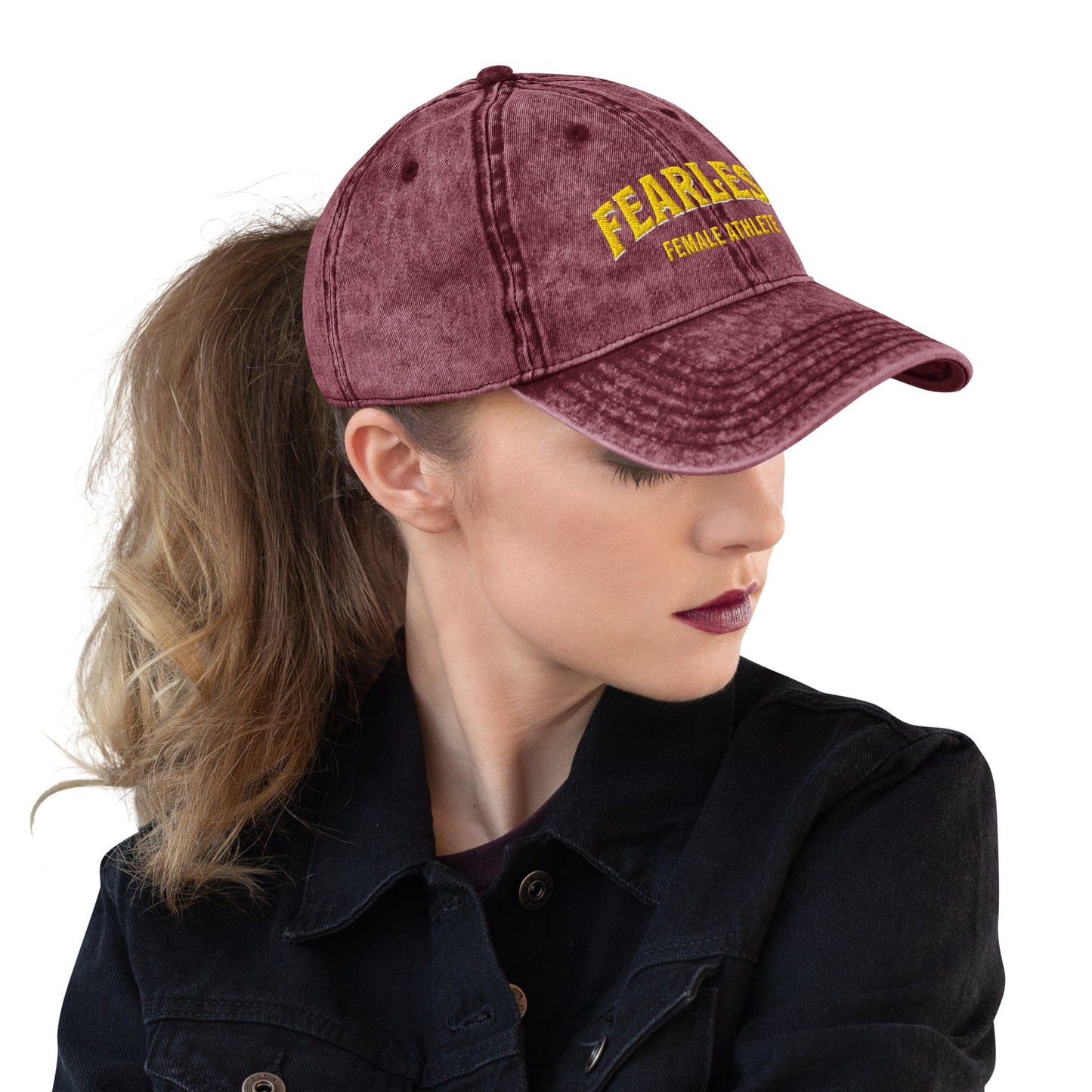 Hat "Fearless Female Athlete" Vintage Cotton Embroidered Cap