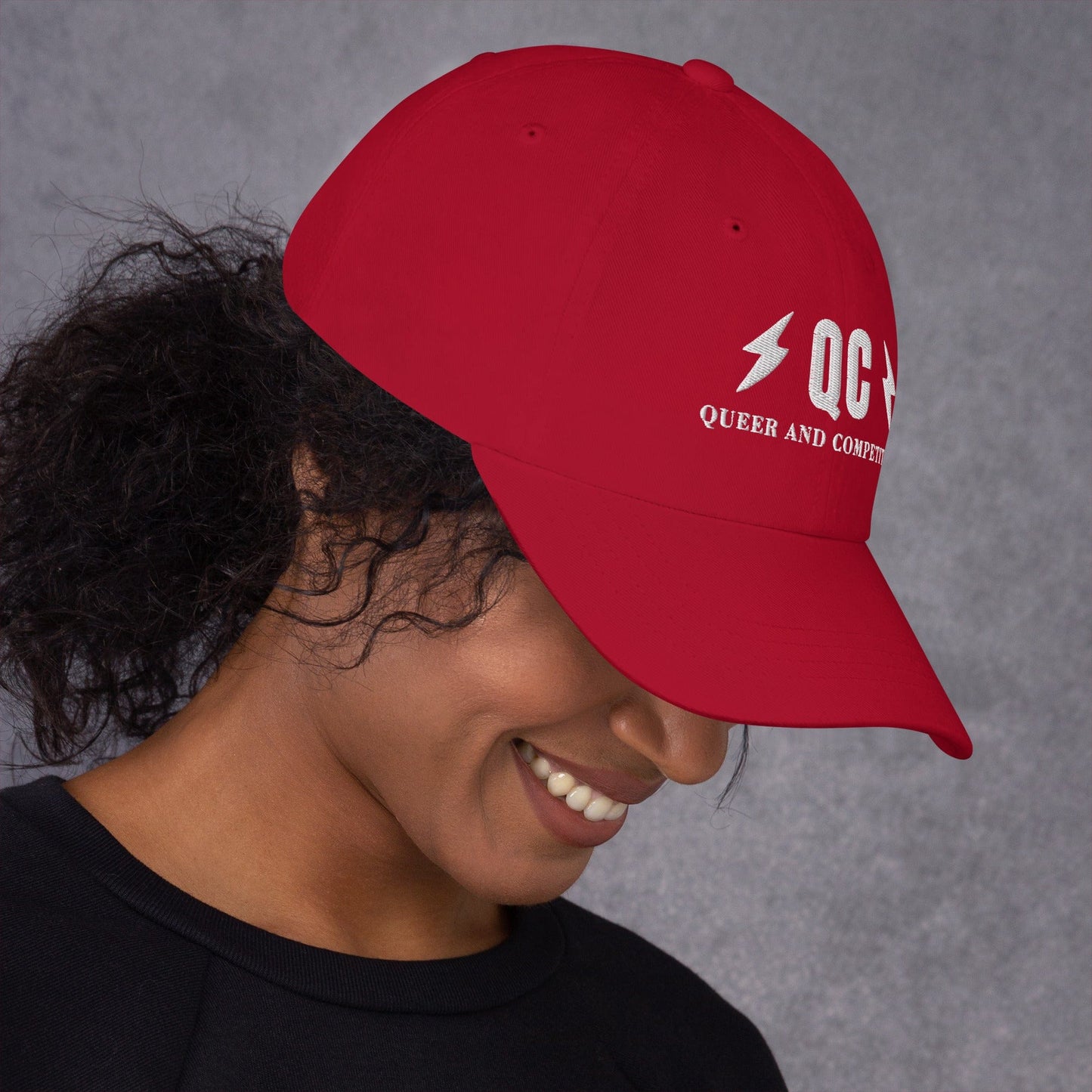 Hat "QC" "Queer and Competitive" Embroidered cotton hat