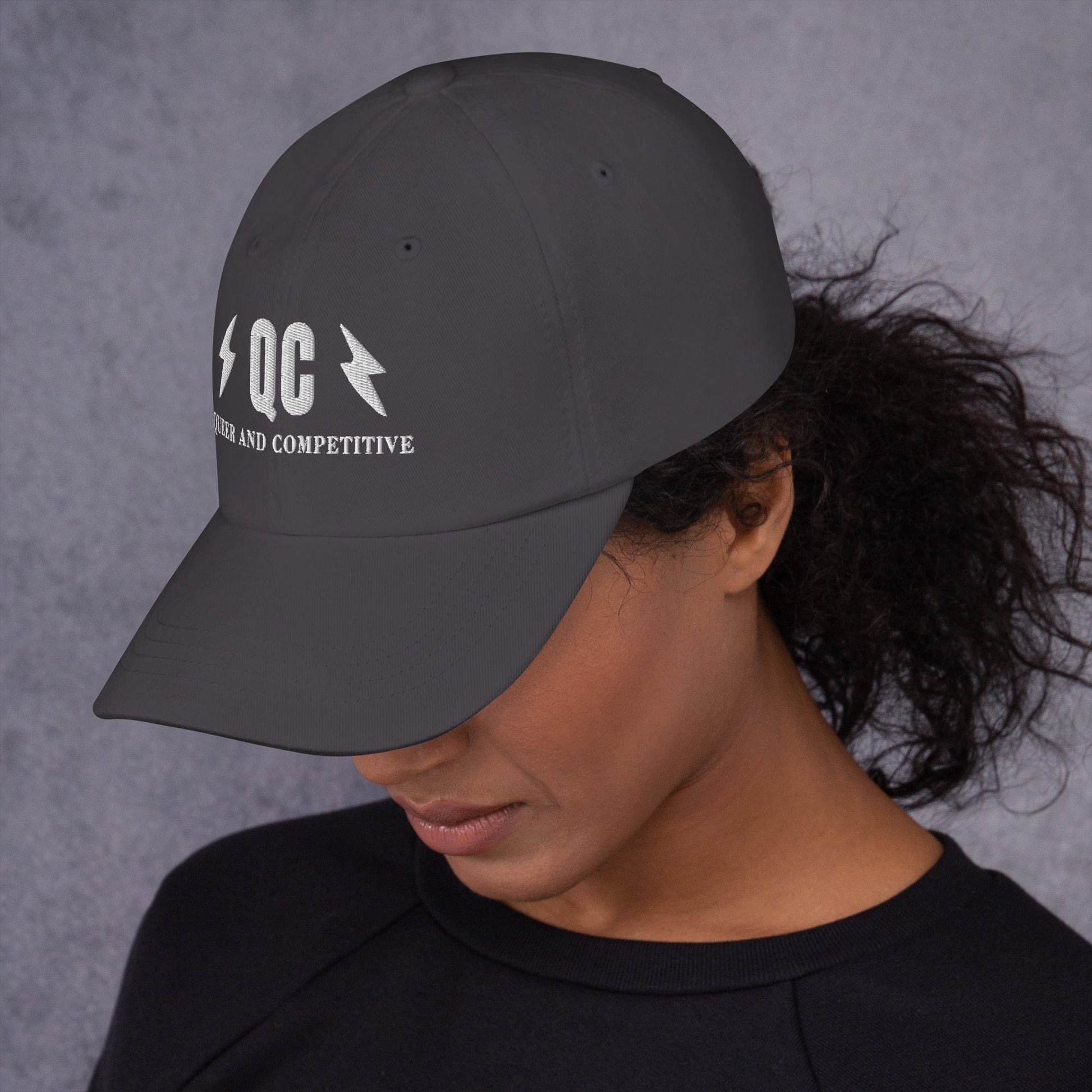 Hat "QC" "Queer and Competitive" Embroidered cotton hat Dark Grey