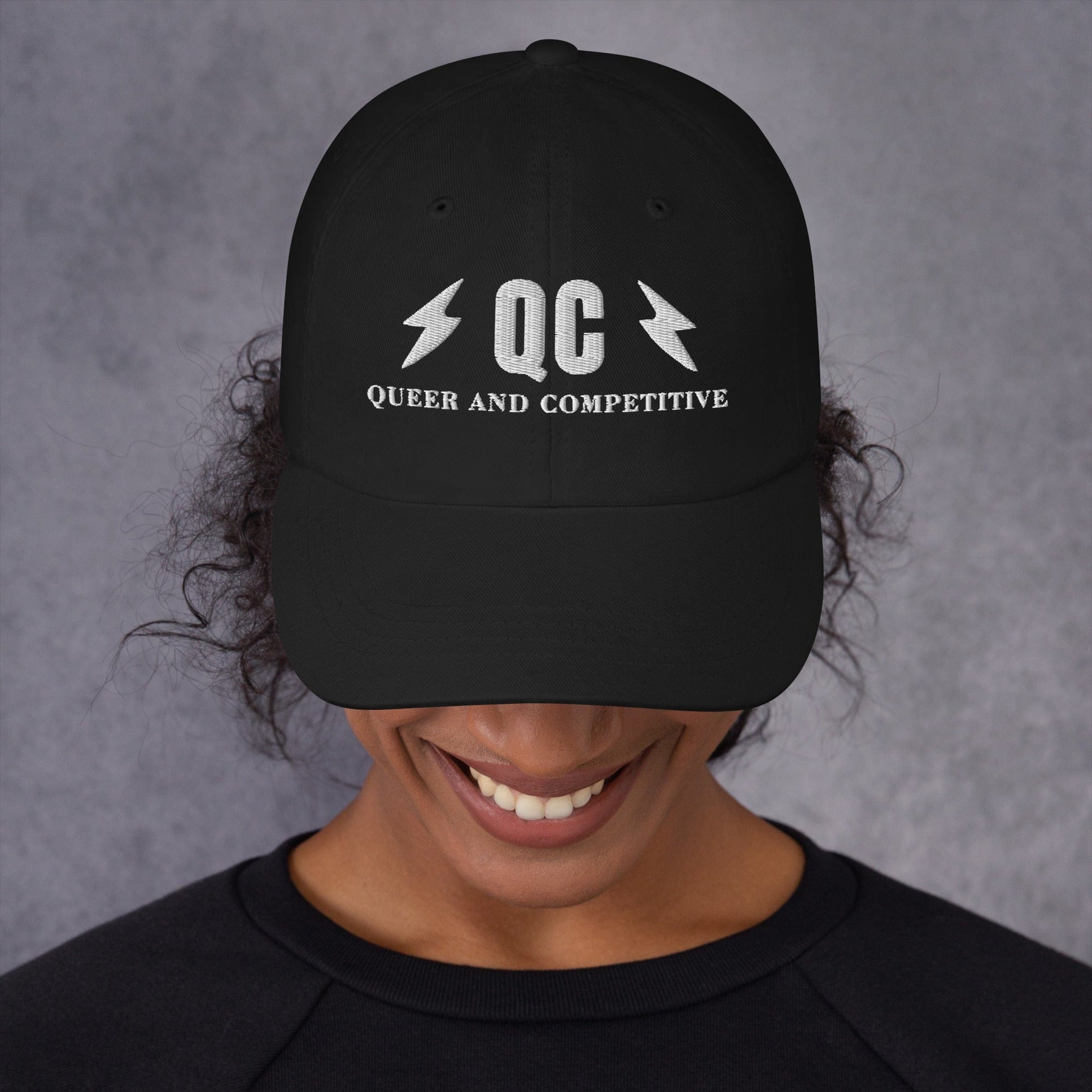 Hat "QC" "Queer and Competitive" Embroidered cotton hat Black