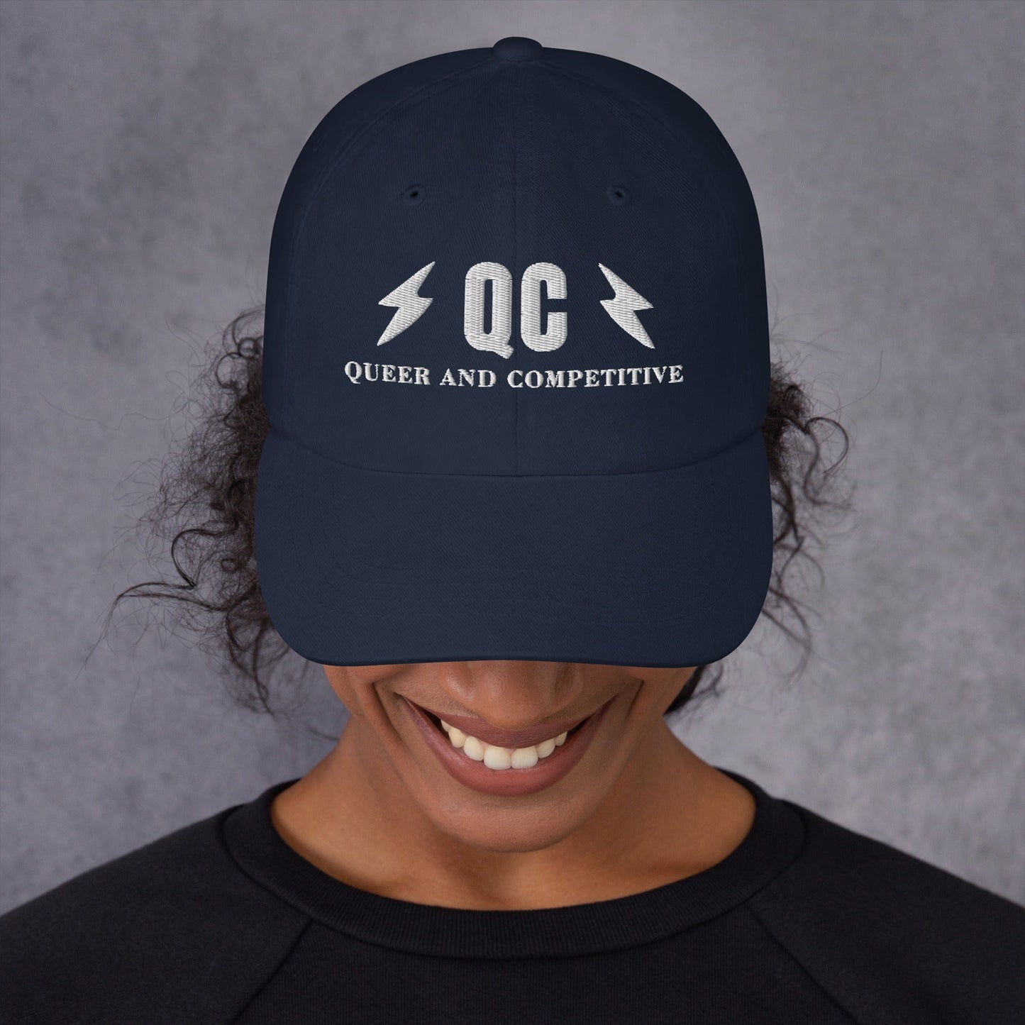 Hat "QC" "Queer and Competitive" Embroidered cotton hat Navy