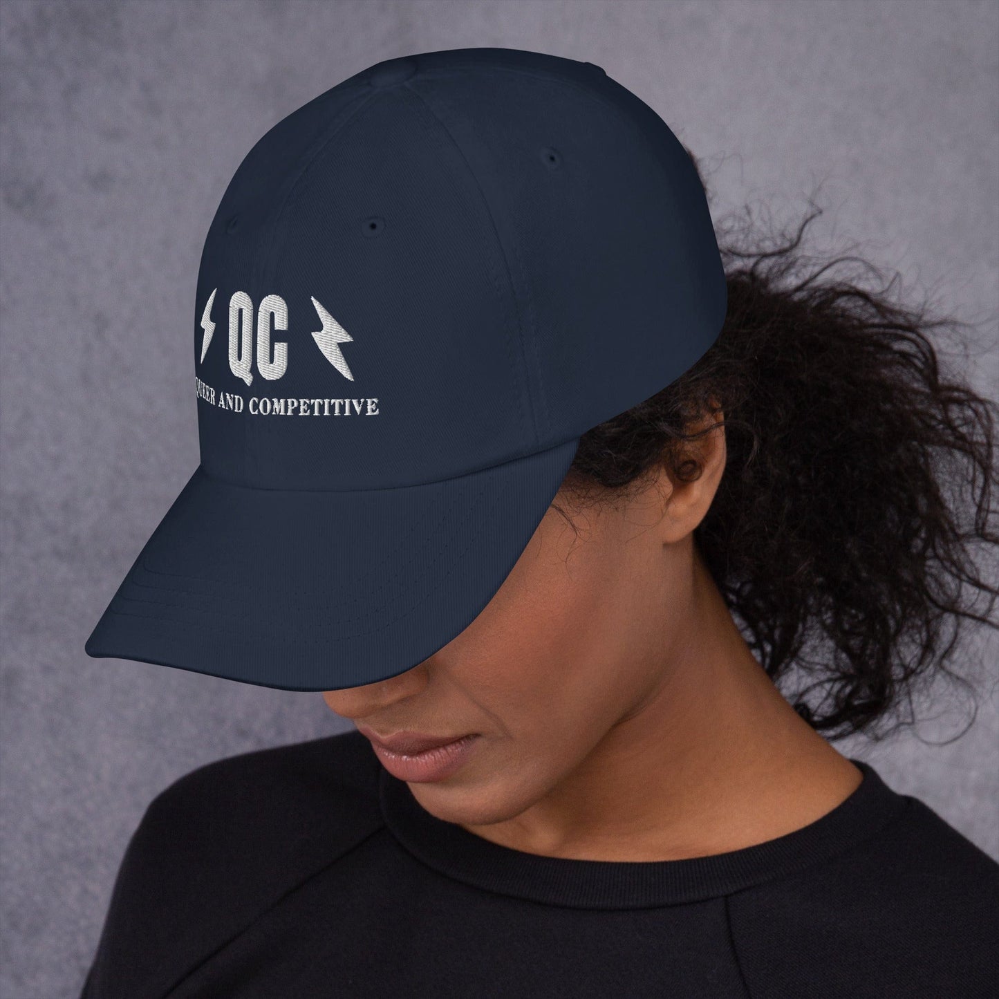 Hat "QC" "Queer and Competitive" Embroidered cotton hat