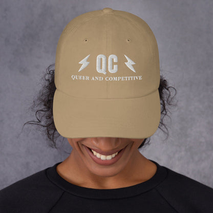 Hat "QC" "Queer and Competitive" Embroidered cotton hat Khaki
