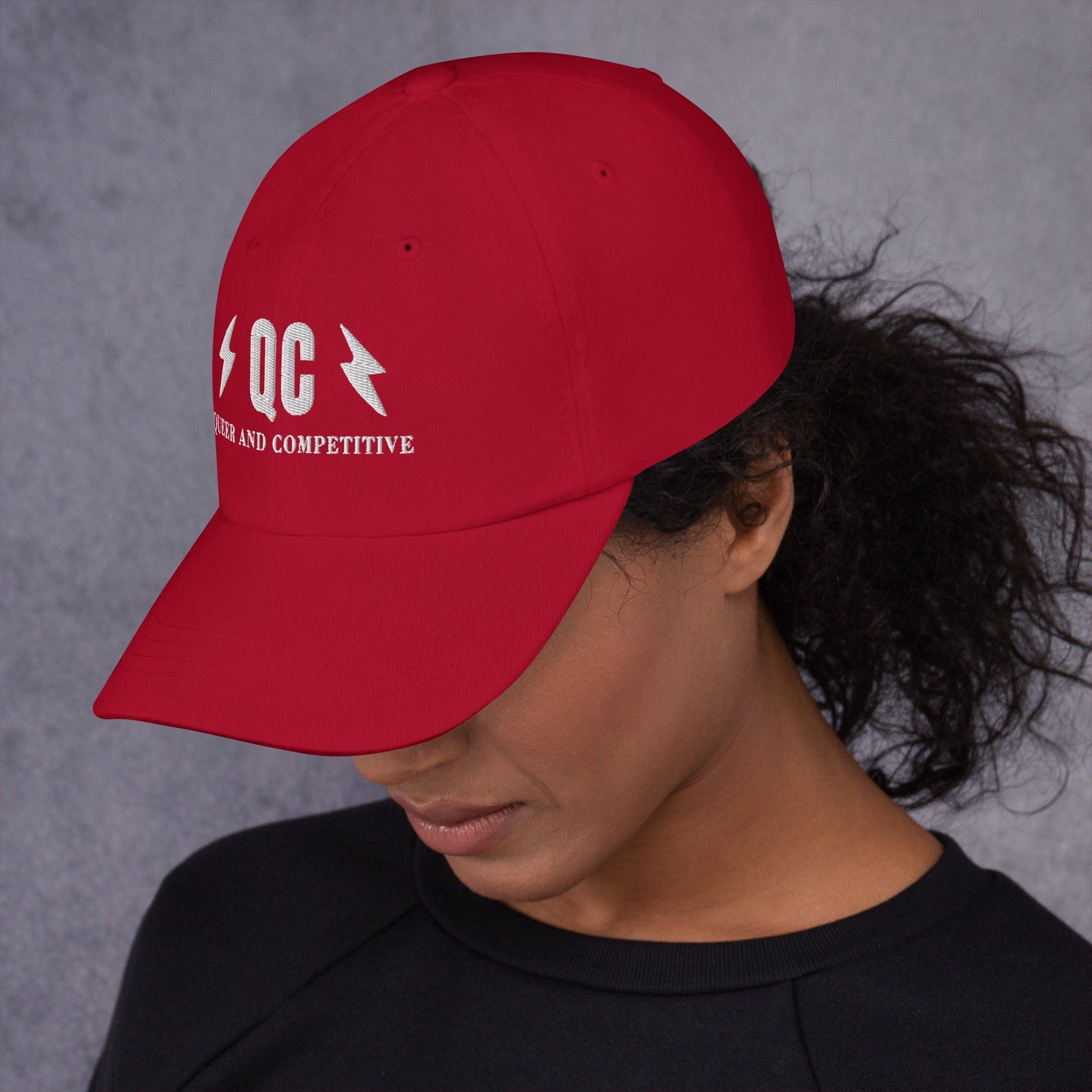 Hat "QC" "Queer and Competitive" Embroidered cotton hat