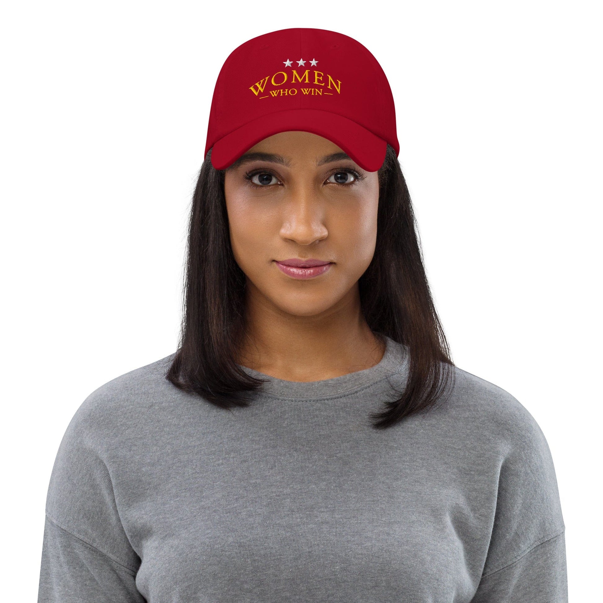 Hat "Women Who Win" Cotton Embroidered Hat Cranberry