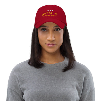 Hat "Women Who Win" Cotton Embroidered Hat Cranberry